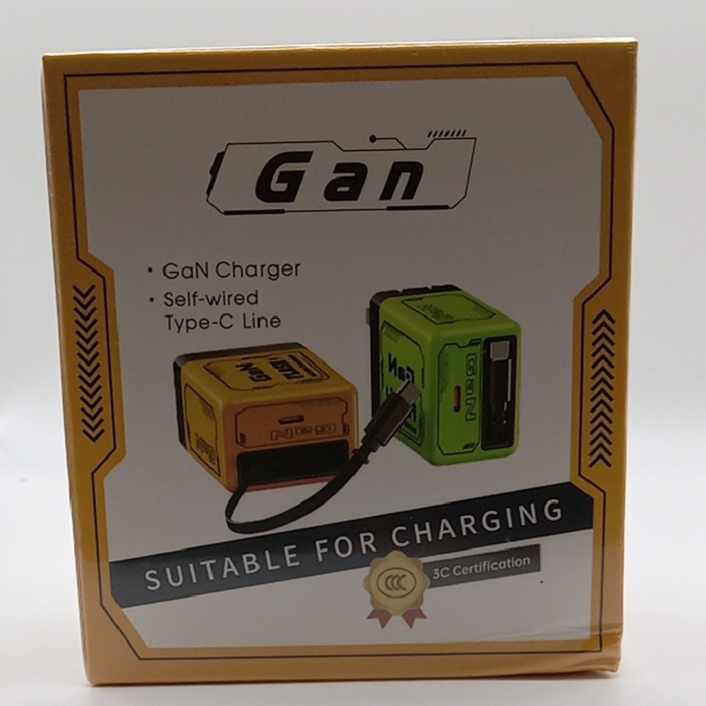 GaN Charger with Type-C Line - Yellow and Green